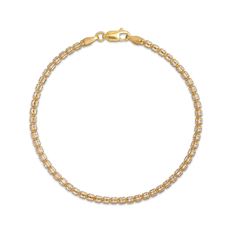 Main Image 1 of 2.6mm Diamond-Cut Ice Chain Bracelet Solid 10K Yellow Gold 7.5"