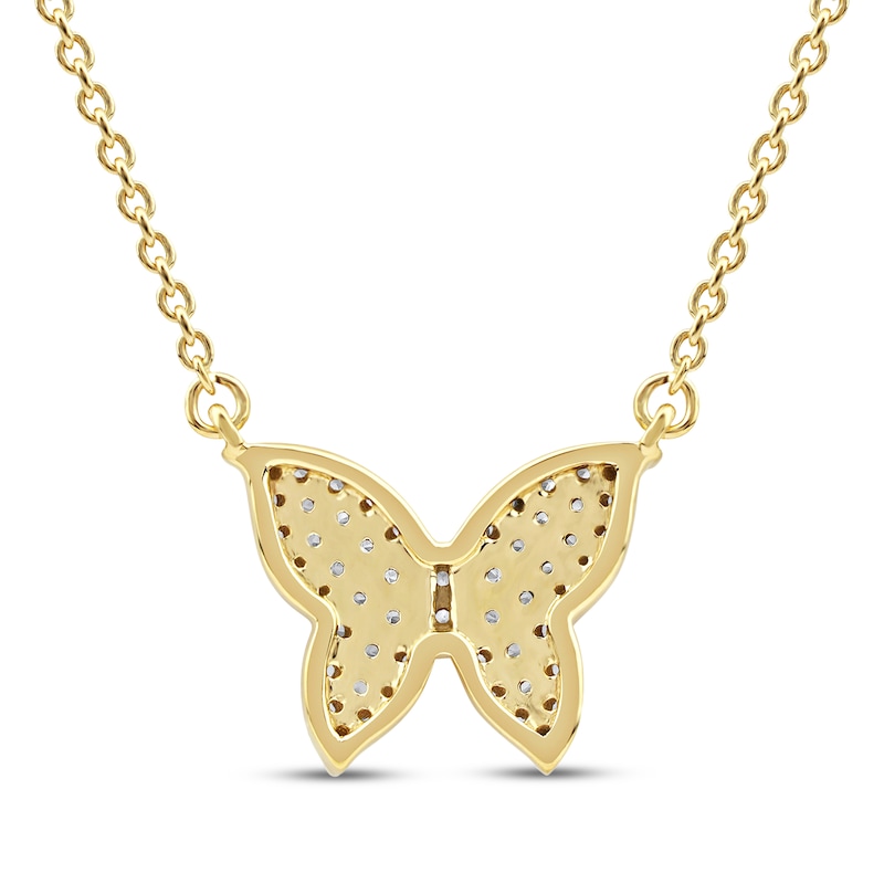 Main Image 3 of Diamond Butterfly Necklace 1/6 ct tw 10K Yellow Gold 18&quot;