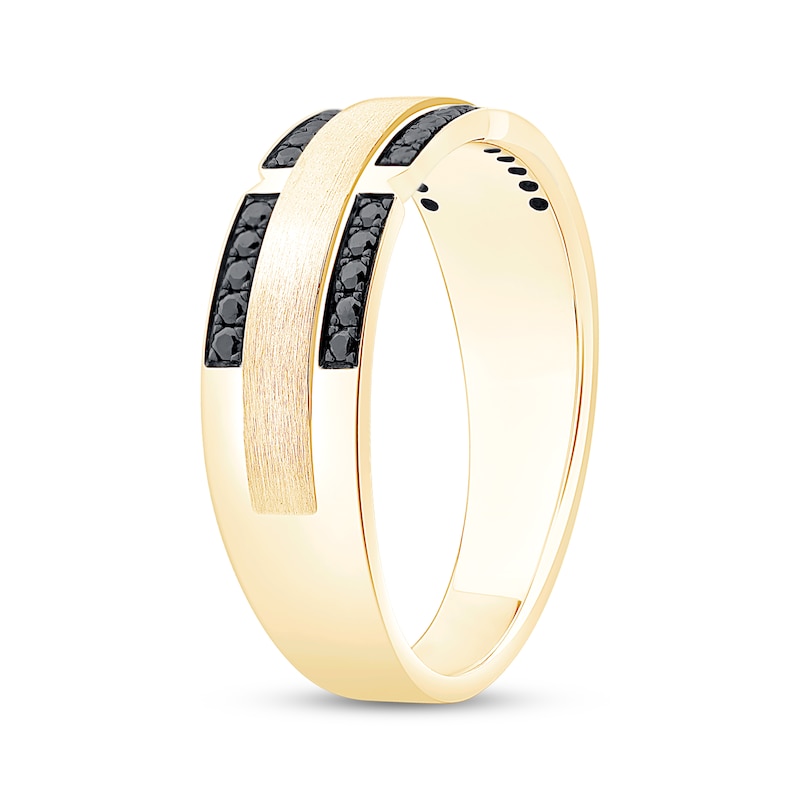 Main Image 2 of Now + Forever Men's Black Diamond Wedding Band 1/2 ct tw 10K Yellow Gold