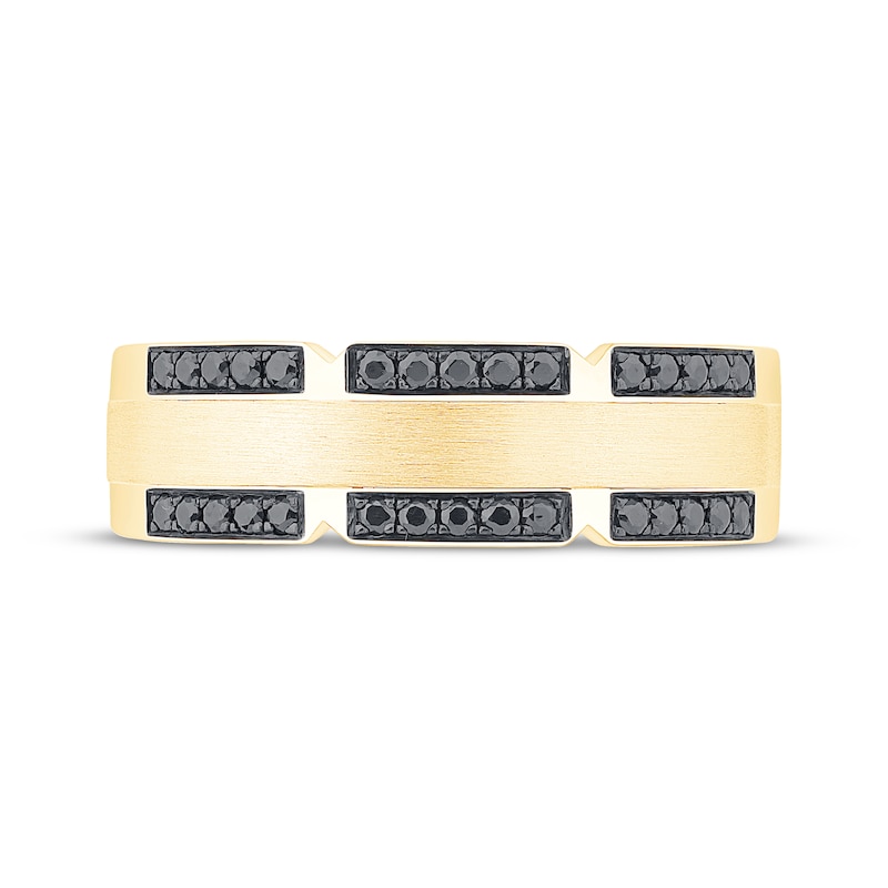 Main Image 3 of Now + Forever Men's Black Diamond Wedding Band 1/2 ct tw 10K Yellow Gold
