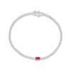 Thumbnail Image 2 of Baguette-Cut Lab-Created Ruby & White Lab-Created Sapphire Bracelet Sterling Silver 7"