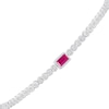 Thumbnail Image 3 of Baguette-Cut Lab-Created Ruby & White Lab-Created Sapphire Bracelet Sterling Silver 7"