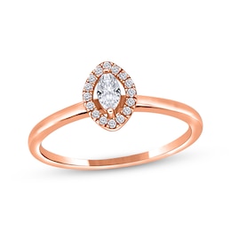 Marquise-Cut Diamond Halo Promise Ring 1/5 ct tw 10K Rose Gold