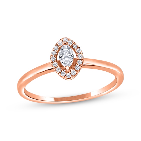 Marquise-Cut Diamond Halo Promise Ring 1/5 ct tw 10K Rose Gold