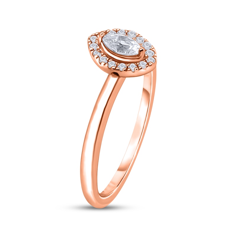 Main Image 2 of Marquise-Cut Diamond Halo Promise Ring 1/5 ct tw 10K Rose Gold