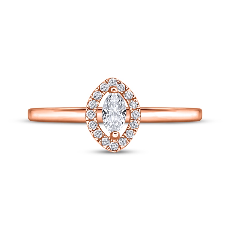 Main Image 3 of Marquise-Cut Diamond Halo Promise Ring 1/5 ct tw 10K Rose Gold