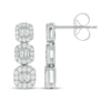 Thumbnail Image 1 of Baguette & Round-Cut Diamond Cushion Trio Drop Earrings 1/3 ct tw 10K White Gold