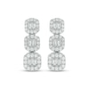 Thumbnail Image 2 of Baguette & Round-Cut Diamond Cushion Trio Drop Earrings 1/3 ct tw 10K White Gold
