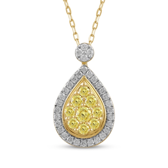 KAY Lab-Grown Diamonds Yellow & White Teardrop Necklace 5/8 ct tw 10K Yellow Gold 18"