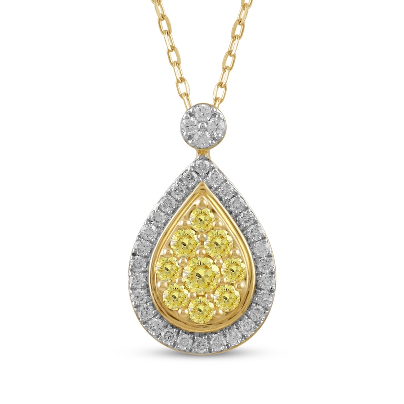 Main Image 1 of KAY Lab-Grown Diamonds Yellow & White Teardrop Necklace 5/8 ct tw 10K Yellow Gold 18"