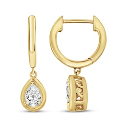 KAY Lab-Grown Diamonds Pear-Shaped Solitaire Dangle Hoop Earrings 1/2 ct tw 10K Yellow Gold (F/SI2)