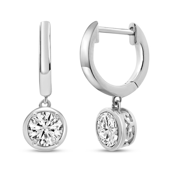 KAY Lab-Grown Diamonds Round-Shaped Solitaire Dangle Hoop Earrings 1/2 ct tw 10K White Gold (F/SI2)