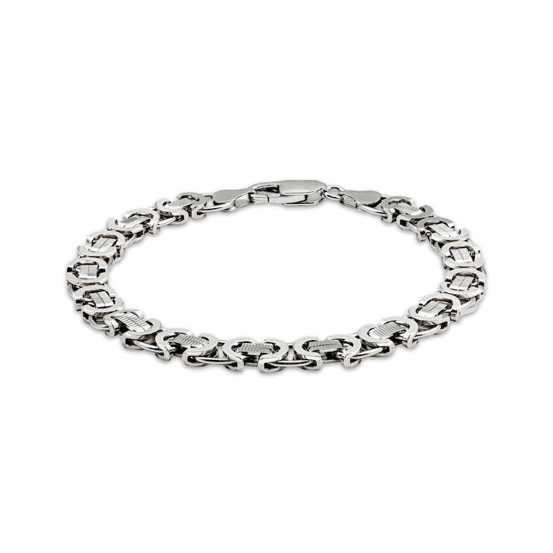 Main Image 1 of 7.2mm Byzantine Chain Bracelet Solid Sterling Silver 8.5"