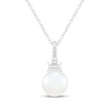 Thumbnail Image 1 of Cultured Pearl & White Lab-Created Sapphire Necklace Sterling Silver