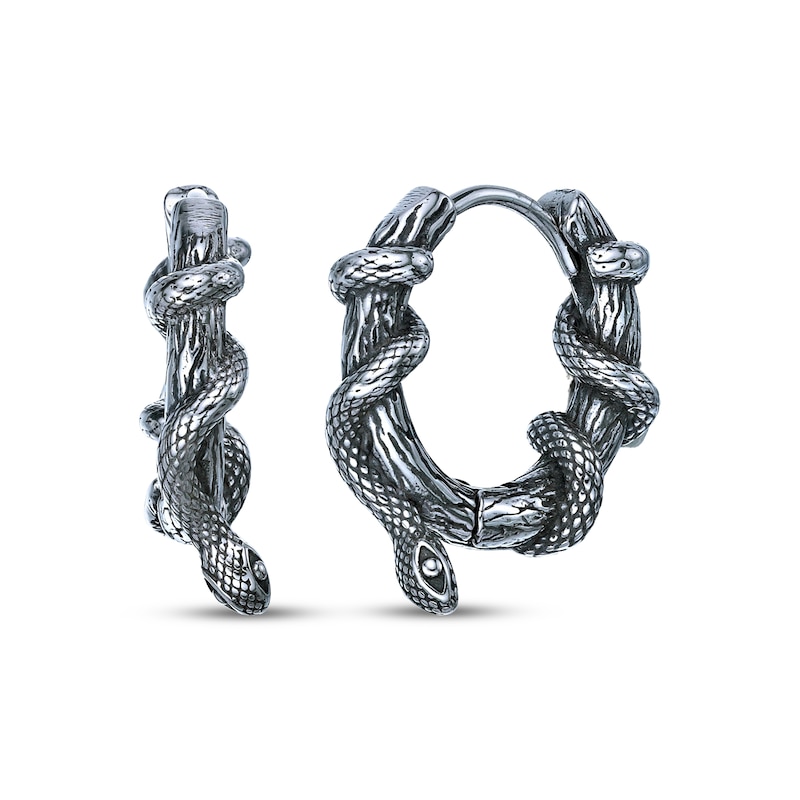 Main Image 1 of Men's Coiled Snake Hoop Earrings Stainless Steel
