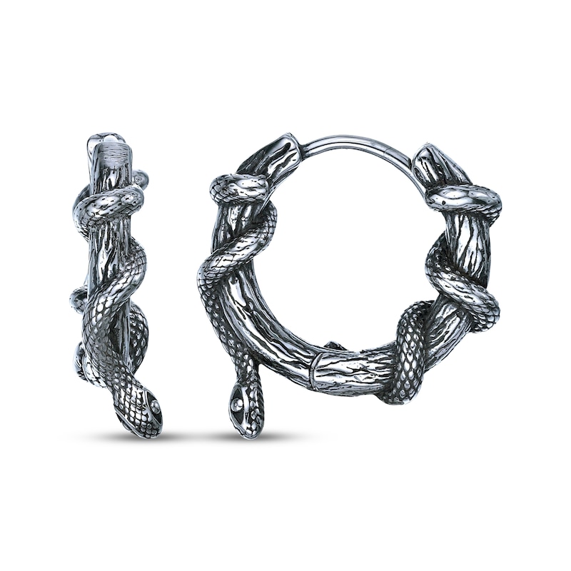 Main Image 3 of Men's Coiled Snake Hoop Earrings Stainless Steel