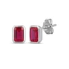 Thumbnail Image 1 of STUDIO BY KAY Emerald-Cut Lab-Created Ruby Bezel-Set Solitaire Stud Earrings Sterling Silver