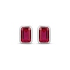 Thumbnail Image 2 of STUDIO BY KAY Emerald-Cut Lab-Created Ruby Bezel-Set Solitaire Stud Earrings Sterling Silver