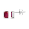 Thumbnail Image 3 of STUDIO BY KAY Emerald-Cut Lab-Created Ruby Bezel-Set Solitaire Stud Earrings Sterling Silver