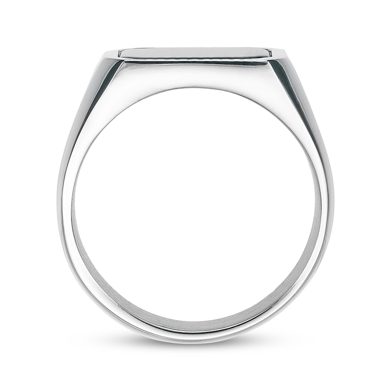 Main Image 3 of Men's Bezel Set Agate & Black Spinel Ring Stainless Steel