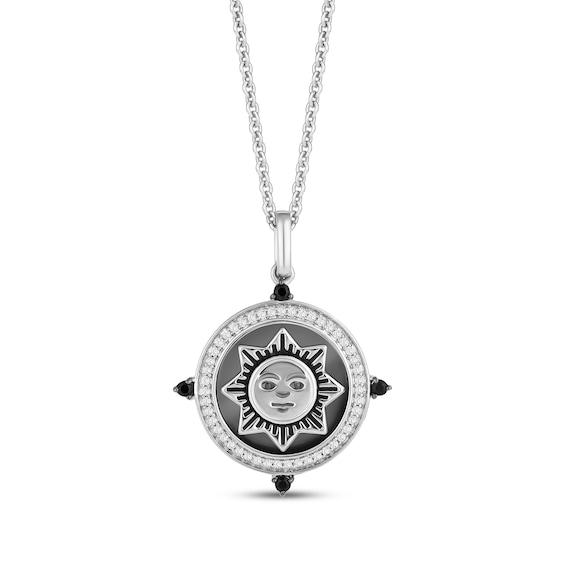 Disney Treasures Hocus Pocus Black Onyx & Diamond Sun Necklace 1/8 ct tw Sterling Silver 19"