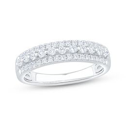 Now + Forever Lab-Grown Diamonds Three-Row Anniversary Ring 1/2 ct tw 14K White Gold