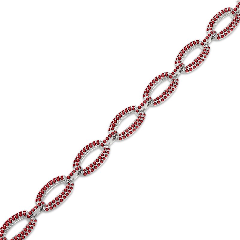 Main Image 2 of Lab-Created Ruby Chain Link Bracelet Sterling Silver 7.25"
