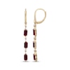 Thumbnail Image 1 of Emerald-Cut Natural Ruby & Diamond Drop Earrings 1/8 ct tw 10K Yellow Gold