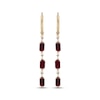 Thumbnail Image 2 of Emerald-Cut Natural Ruby & Diamond Drop Earrings 1/8 ct tw 10K Yellow Gold