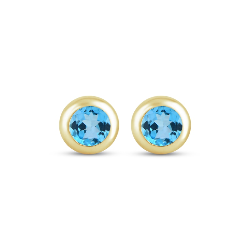 Main Image 2 of STUDIO BY KAY Swiss Blue Topaz Bezel-Set Solitaire Stud Earrings 24K Yellow Gold Vermeil Sterling Silver