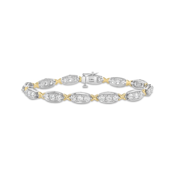 KAY Lab-Grown Diamonds X-Link & Boat Link Bracelet 6 ct tw 10K Two-Tone Gold 7"
