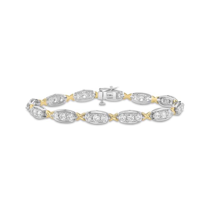 Main Image 1 of KAY Lab-Grown Diamonds X-Link & Boat Link Bracelet 6 ct tw 10K Two-Tone Gold 7"