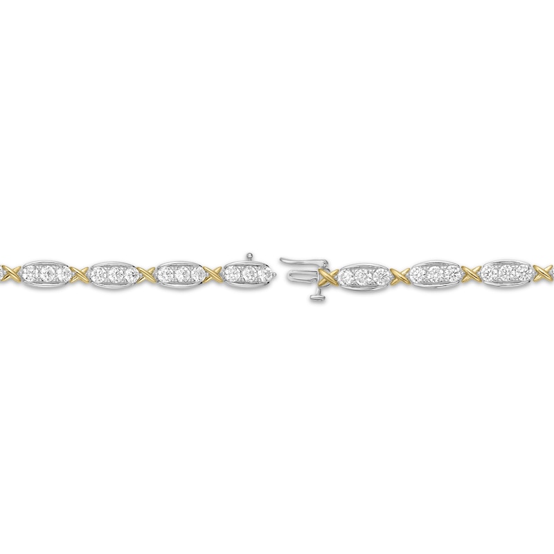 Main Image 3 of KAY Lab-Grown Diamonds X-Link & Boat Link Bracelet 6 ct tw 10K Two-Tone Gold 7"