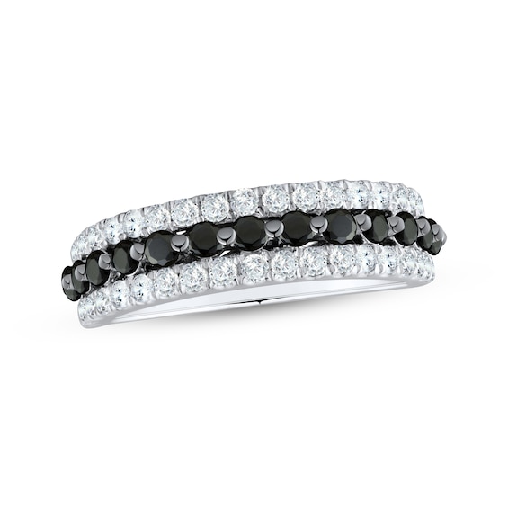 Black & White Diamond Anniversary Ring 1 ct tw 14K White Gold
