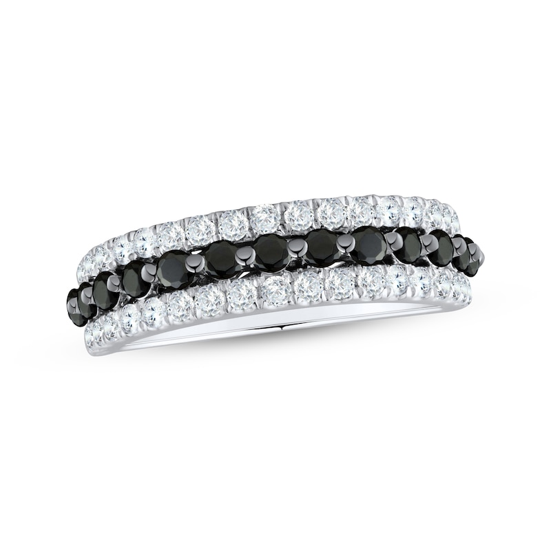 Main Image 1 of Black & White Diamond Anniversary Ring 1 ct tw 14K White Gold