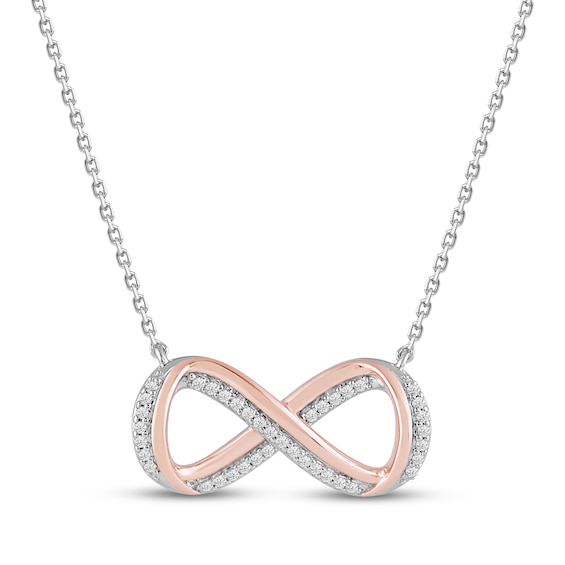 Hallmark Diamonds Infinity Symbol Necklace 1/10 ct tw Sterling Silver & 10K Rose Gold 18"