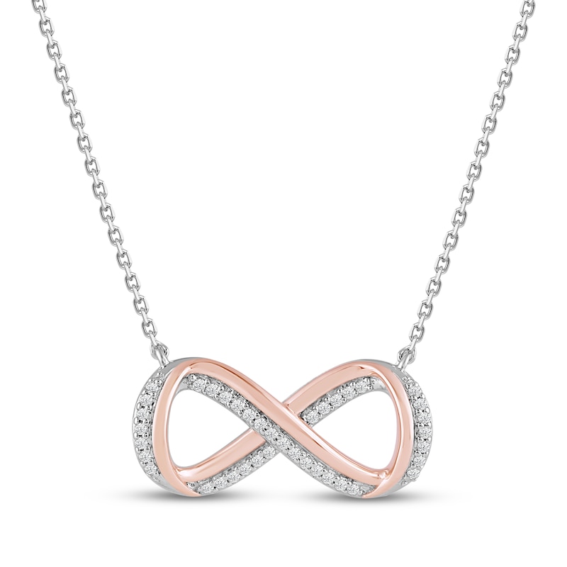 Main Image 1 of Hallmark Diamonds Infinity Symbol Necklace 1/10 ct tw Sterling Silver & 10K Rose Gold 18"
