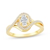 Thumbnail Image 1 of Now + Forever Oval-Cut Diamond Halo Engagement Ring 1/2 ct tw 10K Yellow Gold