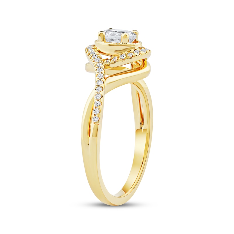 Main Image 2 of Now + Forever Oval-Cut Diamond Halo Engagement Ring 1/2 ct tw 10K Yellow Gold