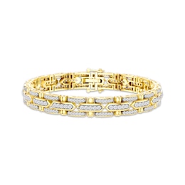 KAY Lab-Grown Diamonds Men's Link Bracelet 3 ct tw 10K Yellow Gold 8.5"