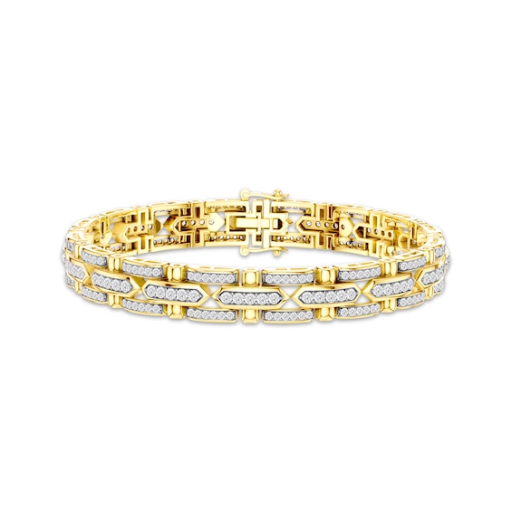 KAY Lab-Grown Diamonds Men's Link Bracelet 3 ct tw 10K Yellow Gold 8.5"