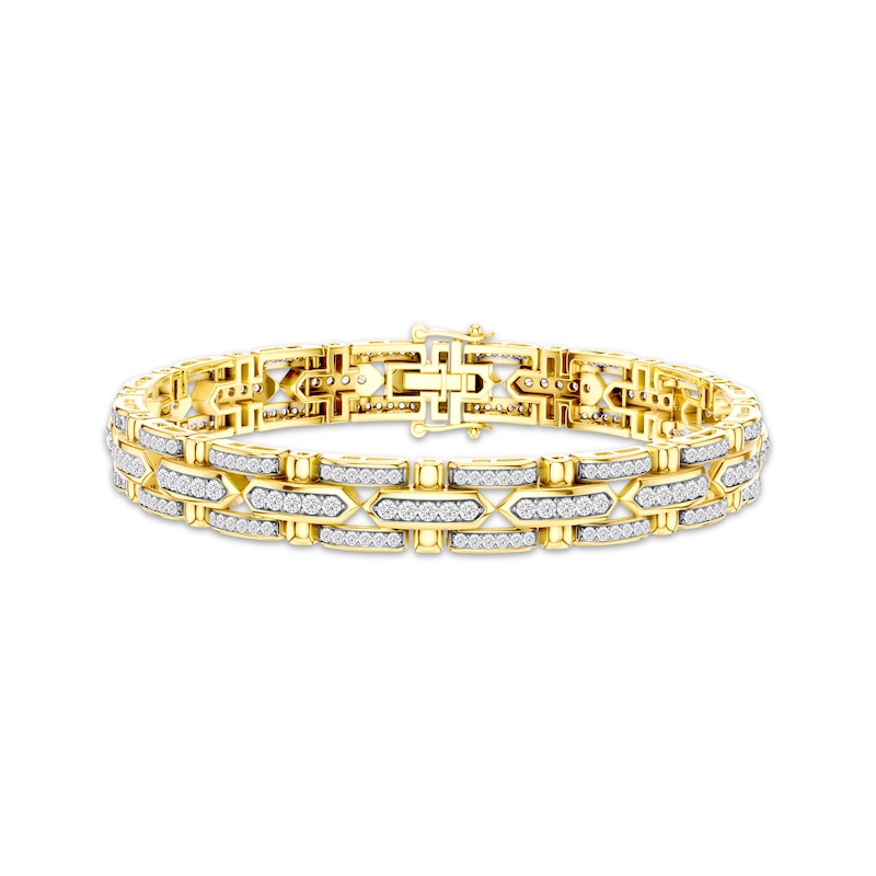 Main Image 1 of KAY Lab-Grown Diamonds Men's Link Bracelet 3 ct tw 10K Yellow Gold 8.5"