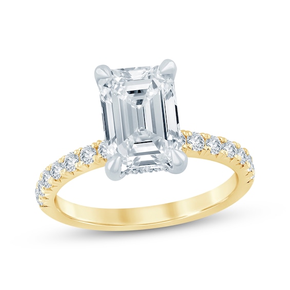 KAY Bow Collection Emerald-Cut Lab-Grown Diamond Engagement Ring 3-1/2 ct tw 14K Yellow Gold