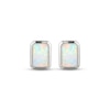 Thumbnail Image 2 of STUDIO BY KAY Emerald-Cut Lab-Created Opal Bezel-Set Solitaire Stud Earrings Sterling Silver