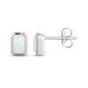 Thumbnail Image 3 of STUDIO BY KAY Emerald-Cut Lab-Created Opal Bezel-Set Solitaire Stud Earrings Sterling Silver