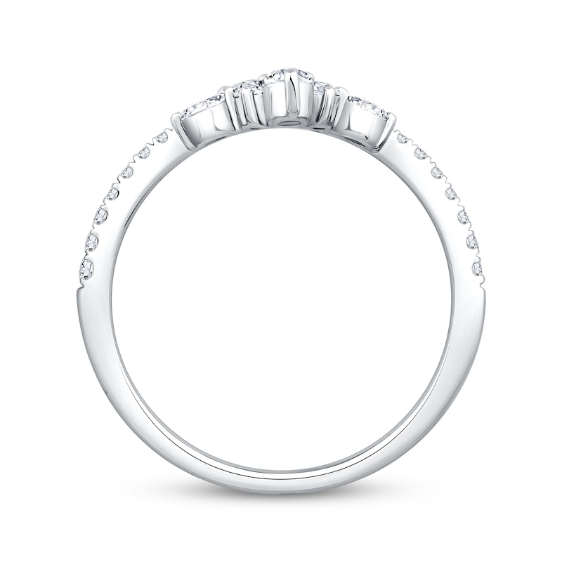 Main Image 2 of Now + Forever Lab-Grown Diamonds Pear, Marquise & Round-Cut Chevron Anniversary Ring 1/3 ct tw 14K White Gold