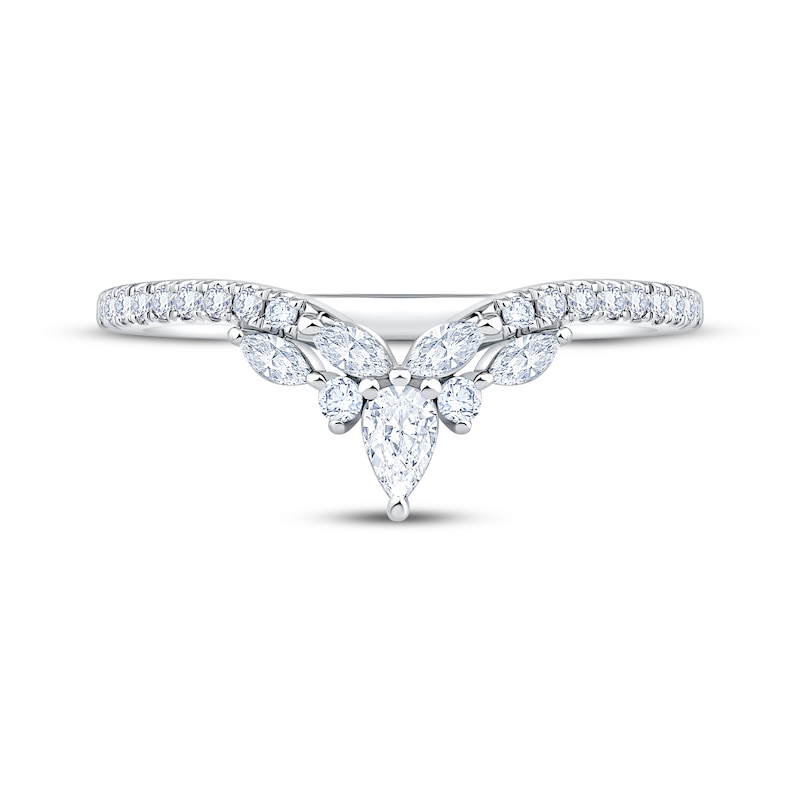Main Image 3 of Now + Forever Lab-Grown Diamonds Pear, Marquise & Round-Cut Chevron Anniversary Ring 1/3 ct tw 14K White Gold