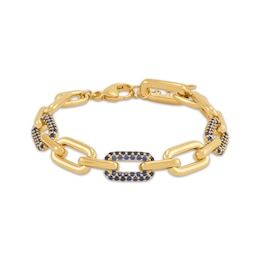 STUDIO BY KAY Blue Lab-Created Sapphire Link Bracelet 24K Yellow Gold Vermeil Sterling Silver 7.5"