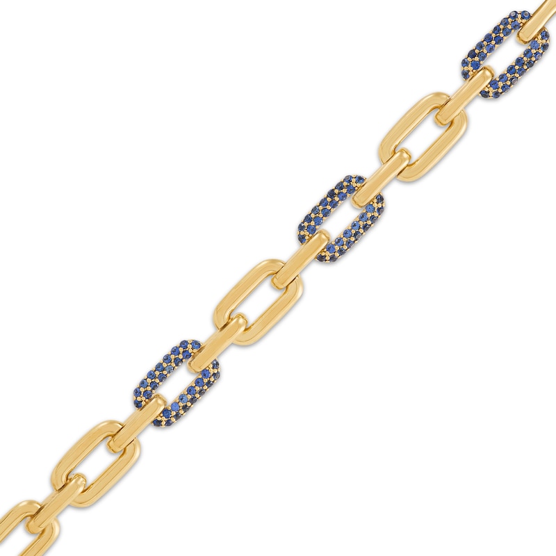 Main Image 2 of STUDIO BY KAY Blue Lab-Created Sapphire Link Bracelet 24K Yellow Gold Vermeil Sterling Silver 7.5"