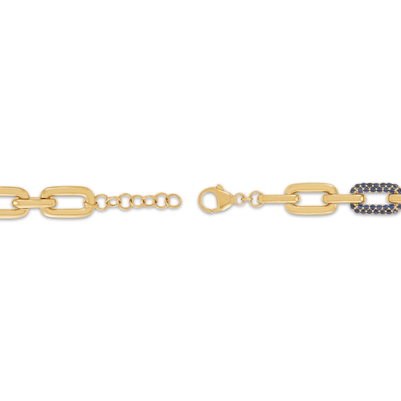 Main Image 3 of STUDIO BY KAY Blue Lab-Created Sapphire Link Bracelet 24K Yellow Gold Vermeil Sterling Silver 7.5"